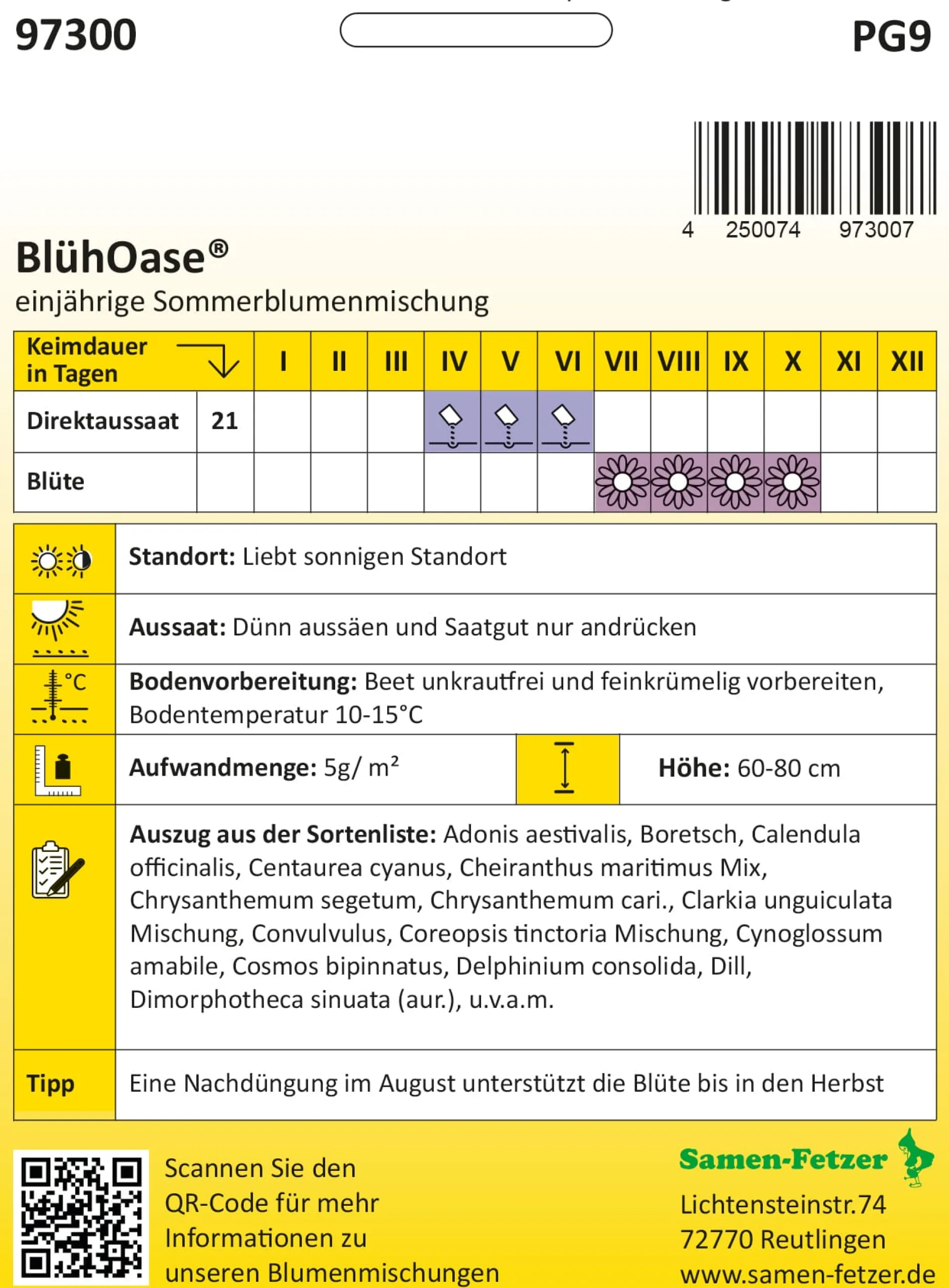 Samen-Fetzer Saatgutmischung Blumenwiese für Nutzinsekten ganzjährig Best