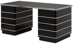 Müller Möbelfabrikation Schreibtisch Stahlblech Chromleiste Schwarz Hot