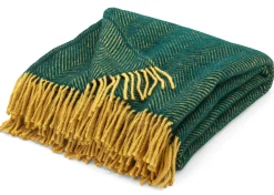 Tweedmill Textiles Schurwolldecke Fischgrat Dunkelgrün Hot