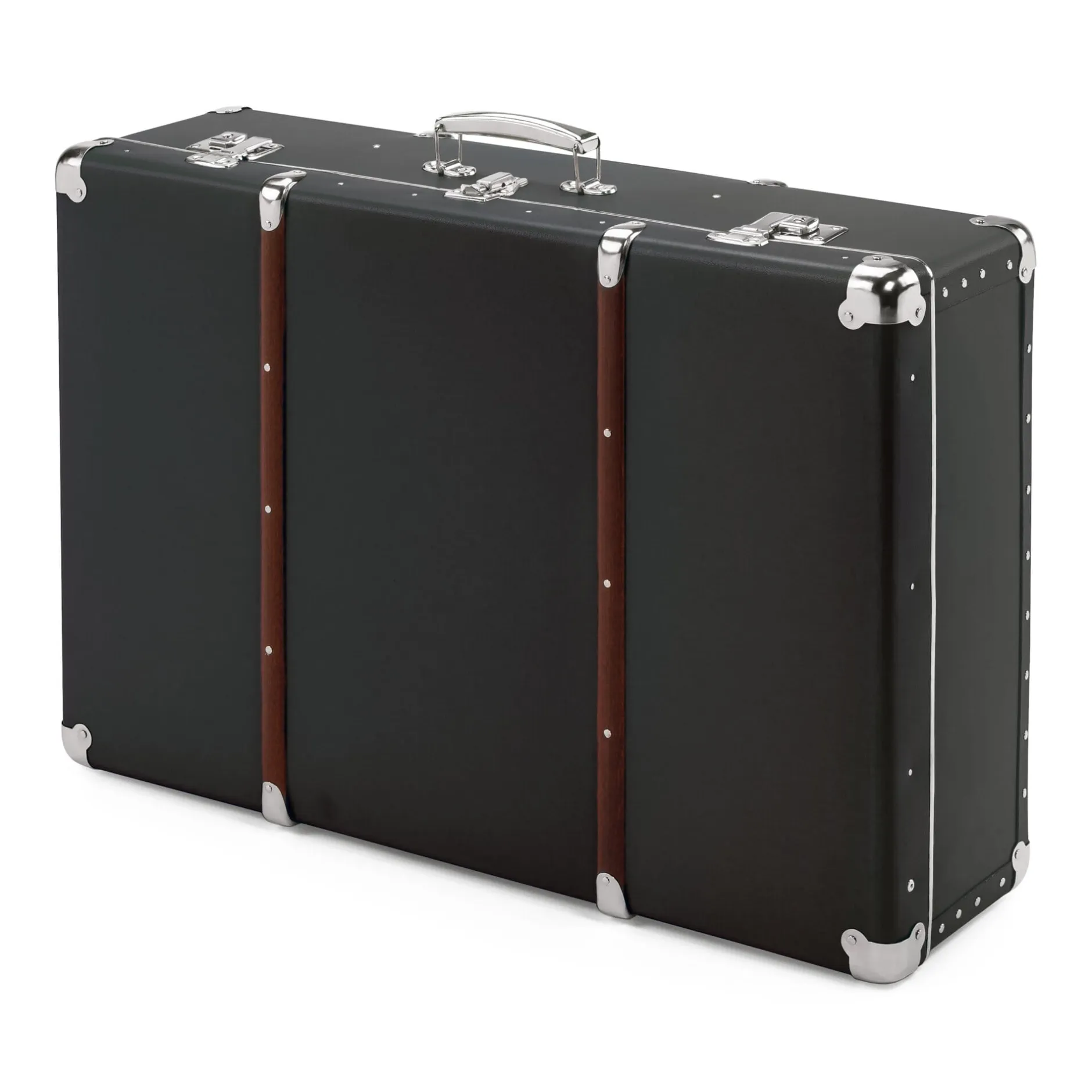 KAZETO spol er Pappkoffer mit Holzleisten Schwarz Clearance