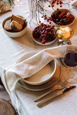 Charvet Editions Serviette Leinen Blätterränke Natur Hot