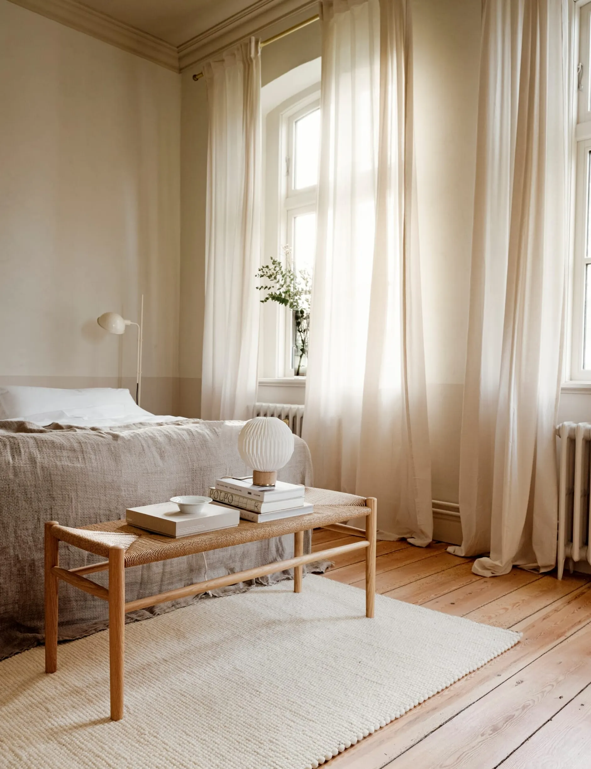 FDB Møbler Sitzbank Eiche und Papierkordel