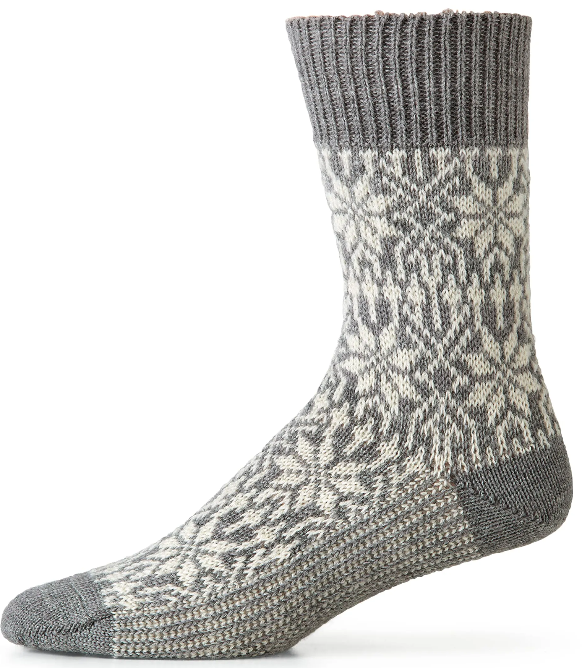 Hirsch Natur Socke Jacquard Schurwolle Grau New