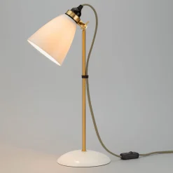 Original BTC Tischleuchte Bone China Messing