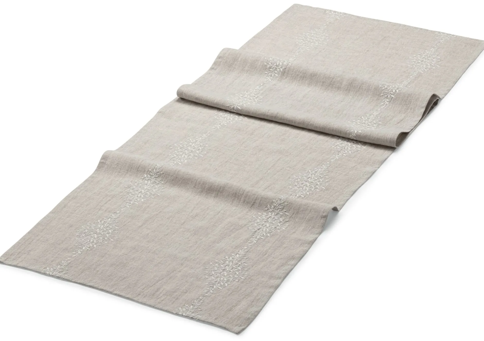 Tischläufer Leinen Blätterranke Natur