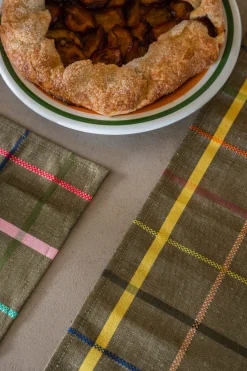 Tissage de Luz Tischset bunt kariert Oliv Sale