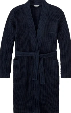 Knowledge Cotton Apparel Unisex-Bademantel Waffelpiqué Navy Clearance