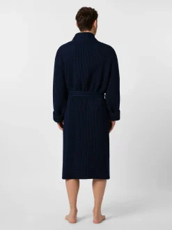 Knowledge Cotton Apparel Unisex-Bademantel Waffelpiqué Navy Clearance