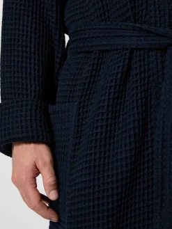 Knowledge Cotton Apparel Unisex-Bademantel Waffelpiqué Navy Clearance