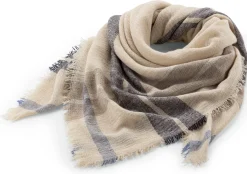 Rifò Unisex-Kaschmirtuch kariert, Creme Online