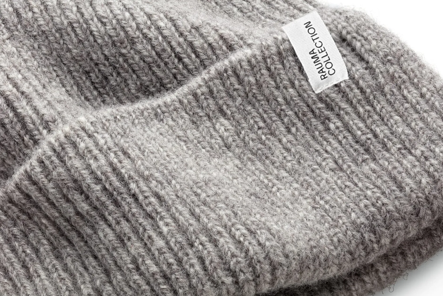 Rauma Ullvarefabrikk Unisex-Strickmütze Rippe Grau Sale