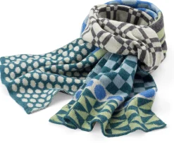 McKernan Woollen Mills Unisex-Strickschal gemustert, Blau-Grün New