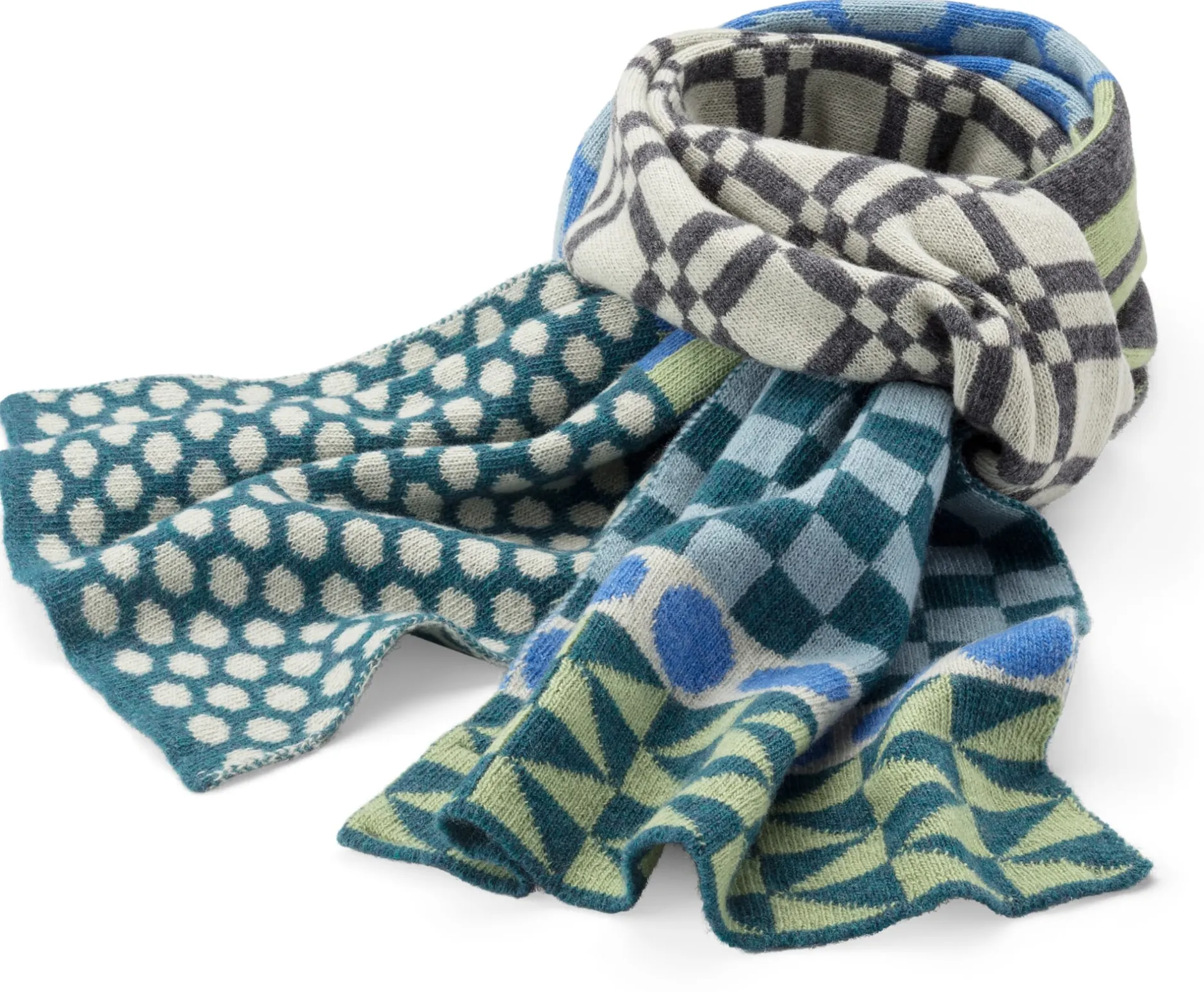 McKernan Woollen Mills Unisex-Strickschal gemustert, Blau-Grün New