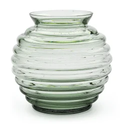 Farbglashütte Lauscha Vase Thüringer Waldglas Kugelform New