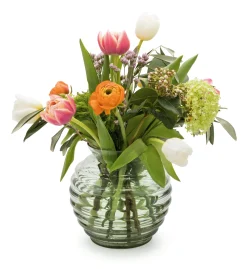 Farbglashütte Lauscha Vase Thüringer Waldglas Kugelform New