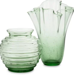 Farbglashütte Lauscha Vase Thüringer Waldglas Kugelform New