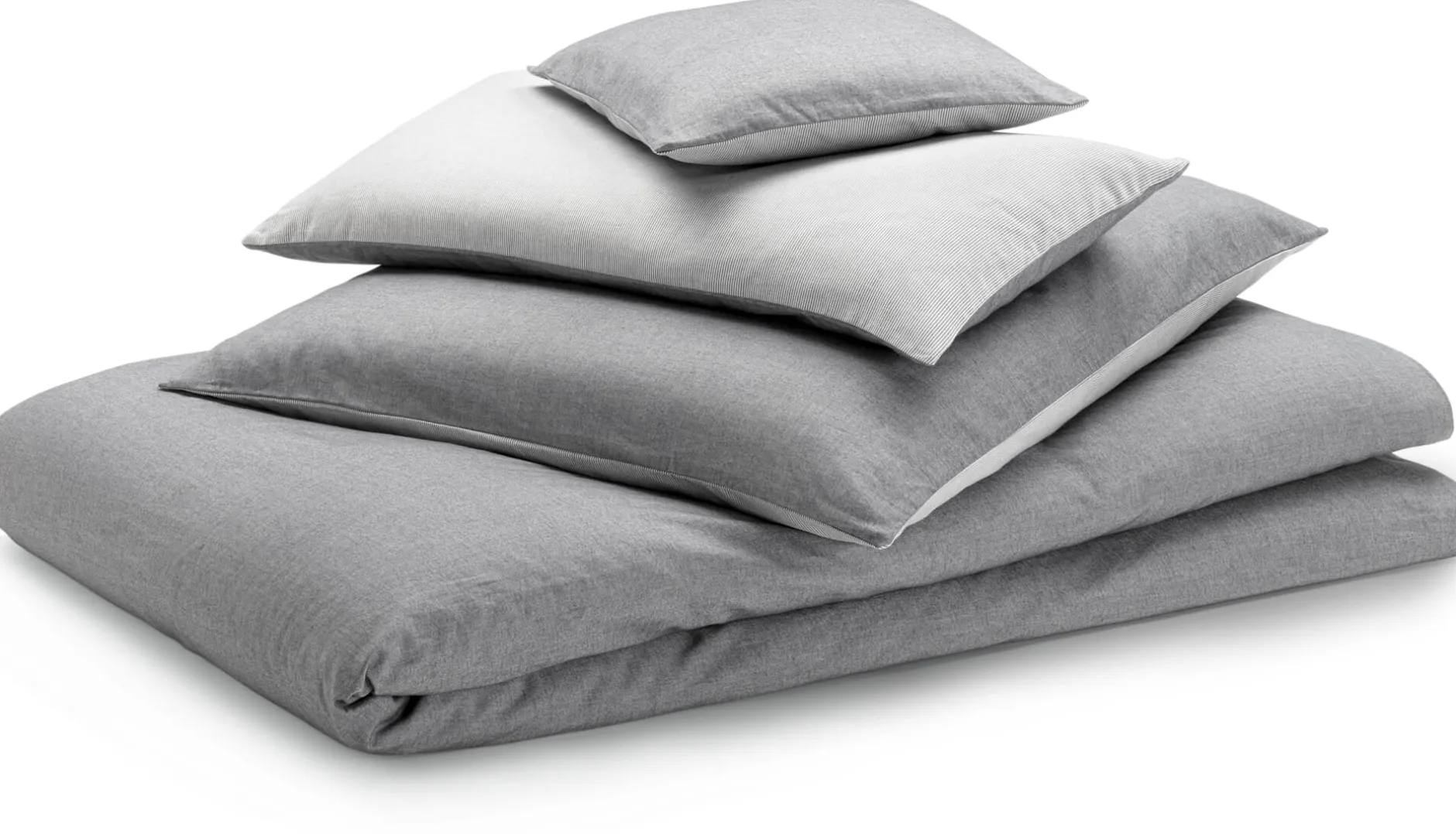 elegante Wendebettbezug Sommerflanell Grau Discount