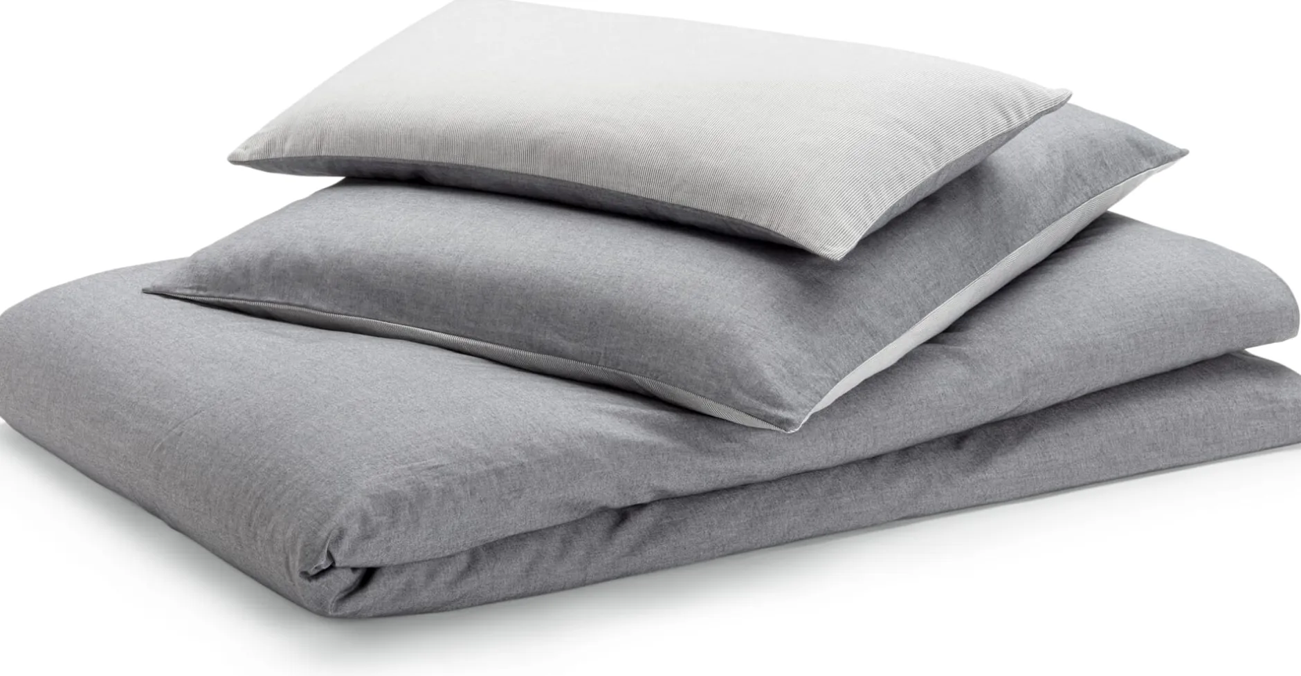 elegante Wendebettbezug Sommerflanell Grau Discount