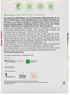 Tausende Gärten – Tausende Arten Wildblumenrasen gebietsheimisch New