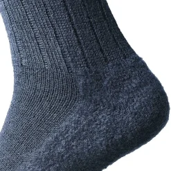 Hirsch Natur Wollsocke mit Walkfilzsohle Marine New